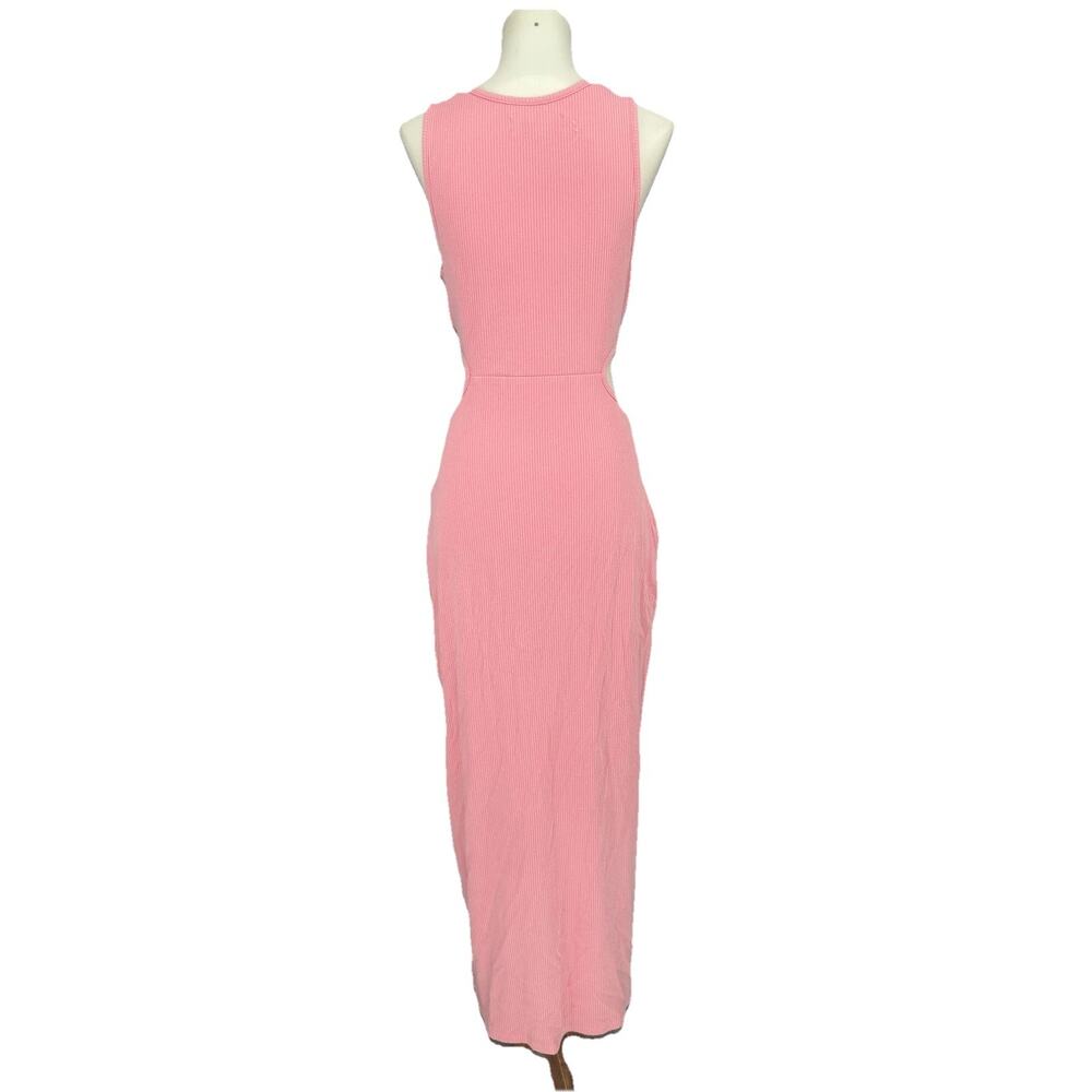 L*SPACE Dress Womens XL Pink Cutout Ribbed Tank Bodycon Maxi Beach Sundress - Picture 2 of 11